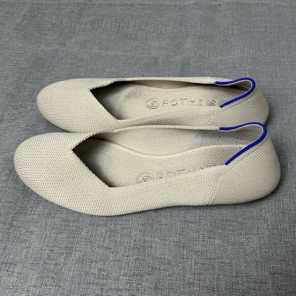 Rothy's Cream Flats with Blue Trim - Picture 3 of 5